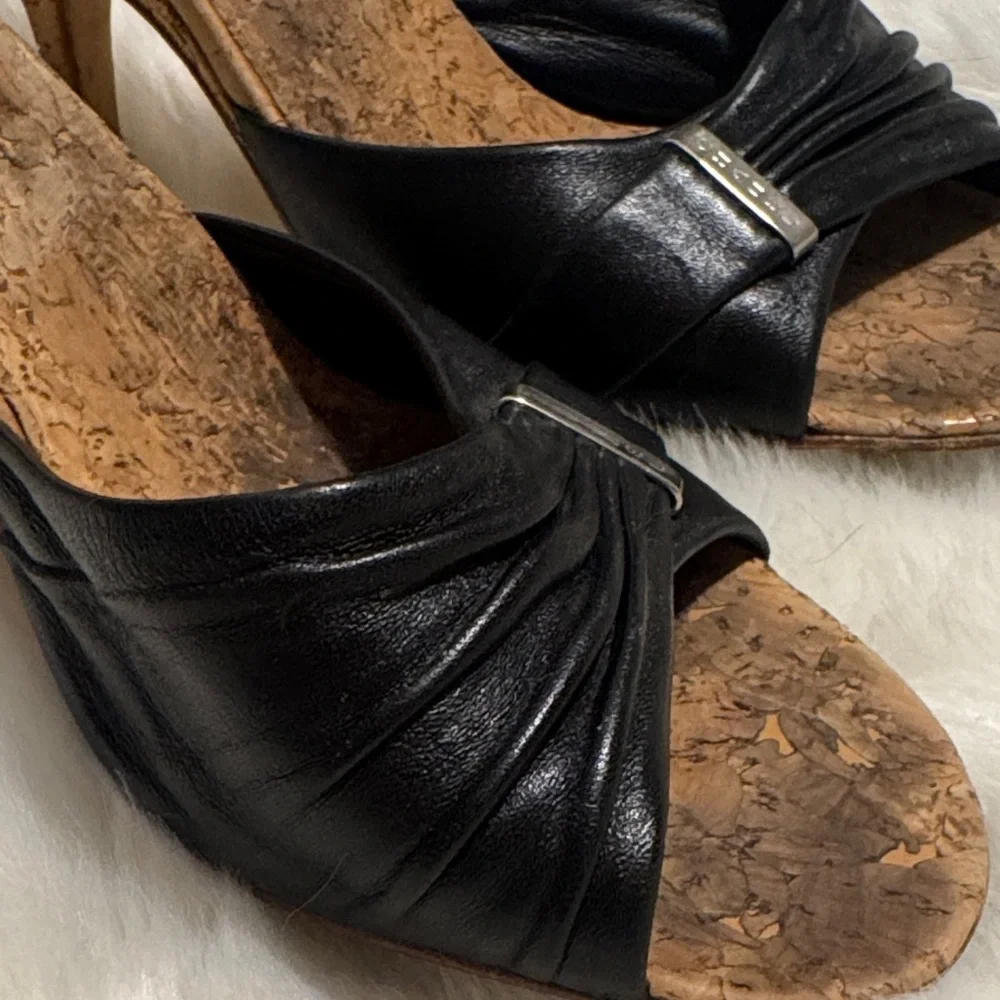 Vintage CHANEL Black Cork Heels Mules size 38 - Picture 10 of 11
